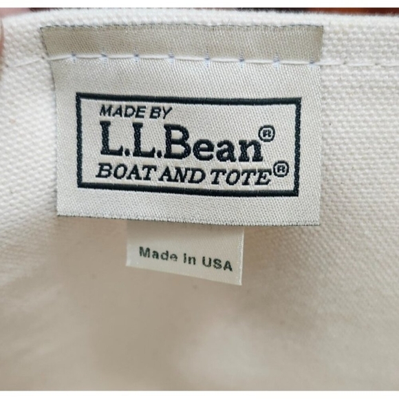L.L.Bean Boat and Tote Canvas Bag Small White Brown Monogram CMA Made in USA - Picture 7 of 13